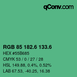 カラーコード: RGB 85 182.6 133.6 | qconv.com