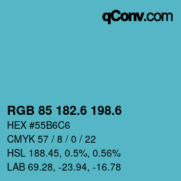 カラーコード: RGB 85 182.6 198.6 | qconv.com