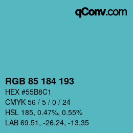 Color code: RGB 85 184 193 | qconv.com