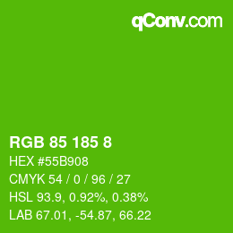カラーコード: RGB 85 185 8 | qconv.com