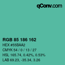 Color code: RGB 85 186 162 | qconv.com