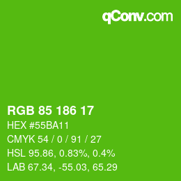 Color code: RGB 85 186 17 | qconv.com