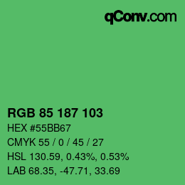 Color code: RGB 85 187 103 | qconv.com