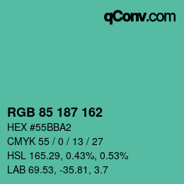 Color code: RGB 85 187 162 | qconv.com