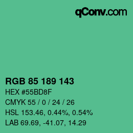 Color code: RGB 85 189 143 | qconv.com