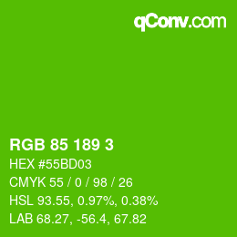 Color code: RGB 85 189 3 | qconv.com