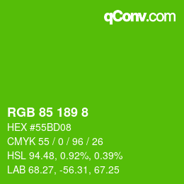Color code: RGB 85 189 8 | qconv.com
