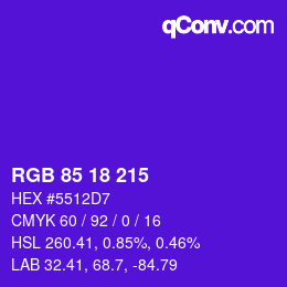 Color code: RGB 85 18 215 | qconv.com