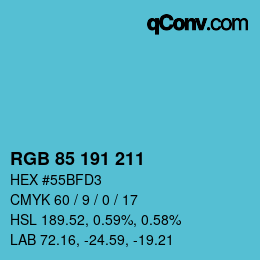 Color code: RGB 85 191 211 | qconv.com