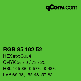 Color code: RGB 85 192 52 | qconv.com