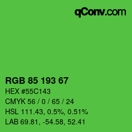 颜色代码: RGB 85 193 67 | qconv.com