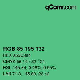 Color code: RGB 85 195 132 | qconv.com