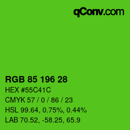 カラーコード: RGB 85 196 28 | qconv.com