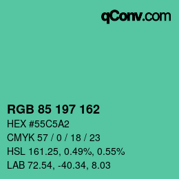 Color code: RGB 85 197 162 | qconv.com
