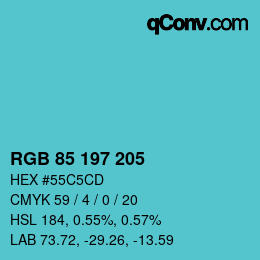 カラーコード: RGB 85 197 205 | qconv.com