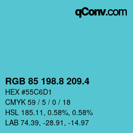 カラーコード: RGB 85 198.8 209.4 | qconv.com