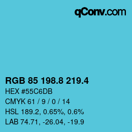 カラーコード: RGB 85 198.8 219.4 | qconv.com
