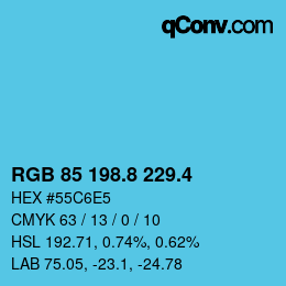 カラーコード: RGB 85 198.8 229.4 | qconv.com