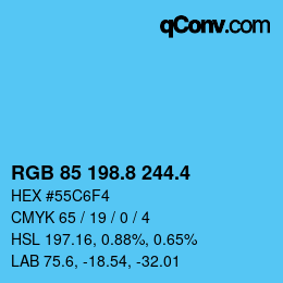 カラーコード: RGB 85 198.8 244.4 | qconv.com