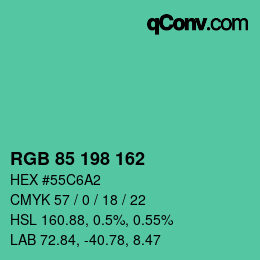 Color code: RGB 85 198 162 | qconv.com