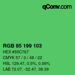 カラーコード: RGB 85 199 103 | qconv.com