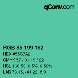 Color code: RGB 85 199 162 | qconv.com