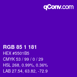 カラーコード: RGB 85 1 181 | qconv.com