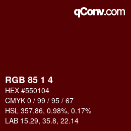 颜色代码: RGB 85 1 4 | qconv.com