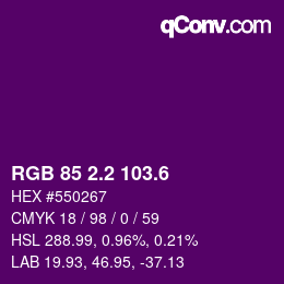 カラーコード: RGB 85 2.2 103.6 | qconv.com
