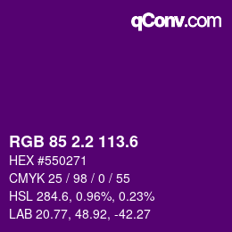 カラーコード: RGB 85 2.2 113.6 | qconv.com
