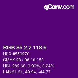 カラーコード: RGB 85 2.2 118.6 | qconv.com