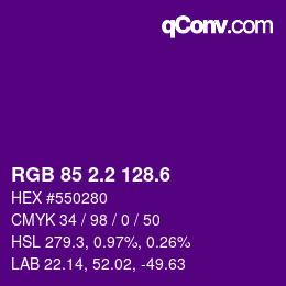 カラーコード: RGB 85 2.2 128.6 | qconv.com