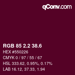 カラーコード: RGB 85 2.2 38.6 | qconv.com