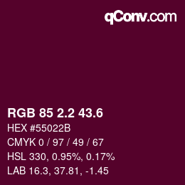 カラーコード: RGB 85 2.2 43.6 | qconv.com