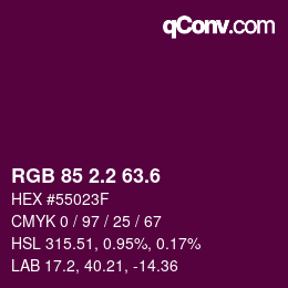 カラーコード: RGB 85 2.2 63.6 | qconv.com