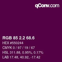 カラーコード: RGB 85 2.2 68.6 | qconv.com