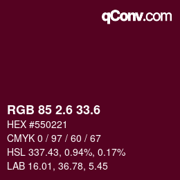 カラーコード: RGB 85 2.6 33.6 | qconv.com
