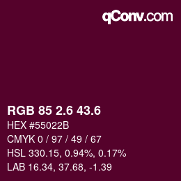 カラーコード: RGB 85 2.6 43.6 | qconv.com
