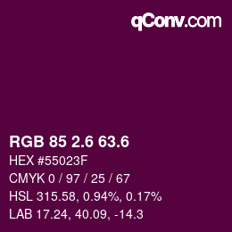 カラーコード: RGB 85 2.6 63.6 | qconv.com