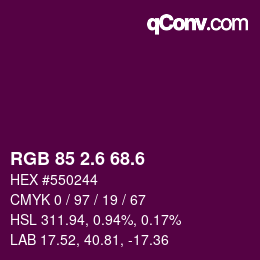 カラーコード: RGB 85 2.6 68.6 | qconv.com