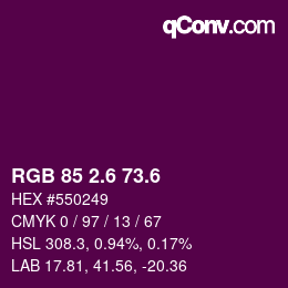 カラーコード: RGB 85 2.6 73.6 | qconv.com