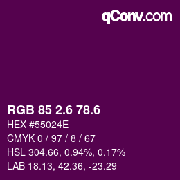 カラーコード: RGB 85 2.6 78.6 | qconv.com
