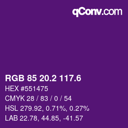 カラーコード: RGB 85 20.2 117.6 | qconv.com