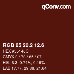 カラーコード: RGB 85 20.2 12.6 | qconv.com