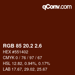 カラーコード: RGB 85 20.2 2.6 | qconv.com
