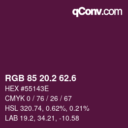 カラーコード: RGB 85 20.2 62.6 | qconv.com