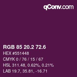 カラーコード: RGB 85 20.2 72.6 | qconv.com