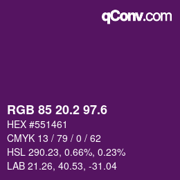 カラーコード: RGB 85 20.2 97.6 | qconv.com