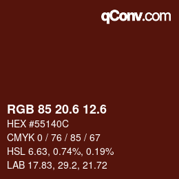 カラーコード: RGB 85 20.6 12.6 | qconv.com