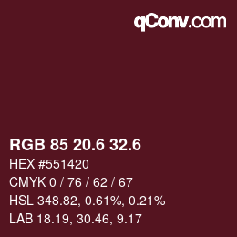 カラーコード: RGB 85 20.6 32.6 | qconv.com